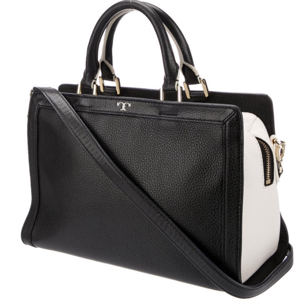 Tory Burch Black and White Leather Satchel